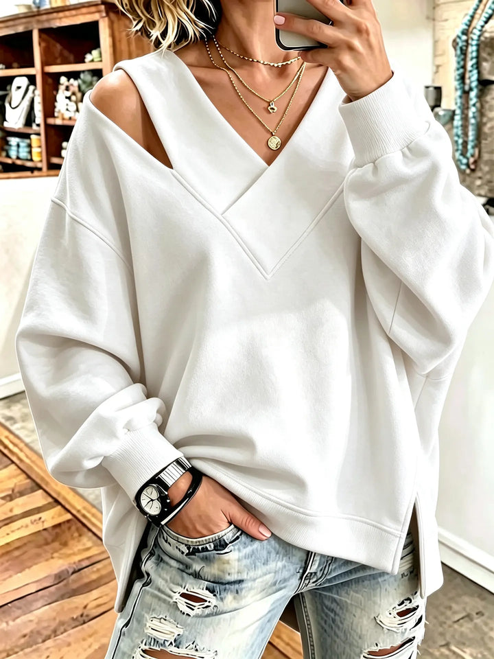 Aurelia - Sweatshirt com decote em V e corte a laser