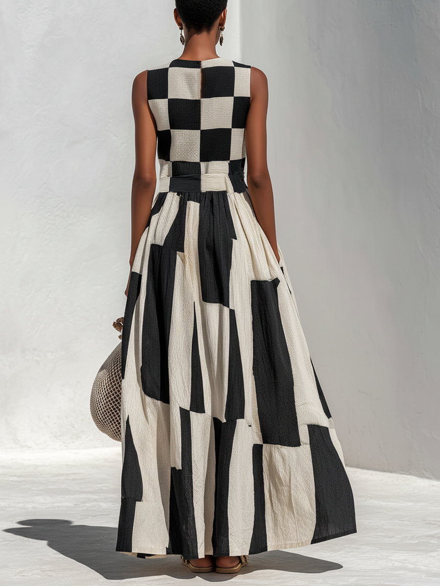 Solenna - Vestido comprido em linho arejado