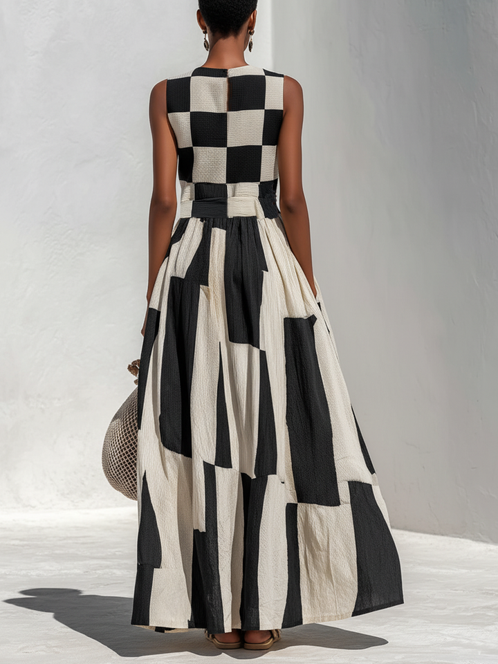 Solenna - Vestido comprido em linho arejado