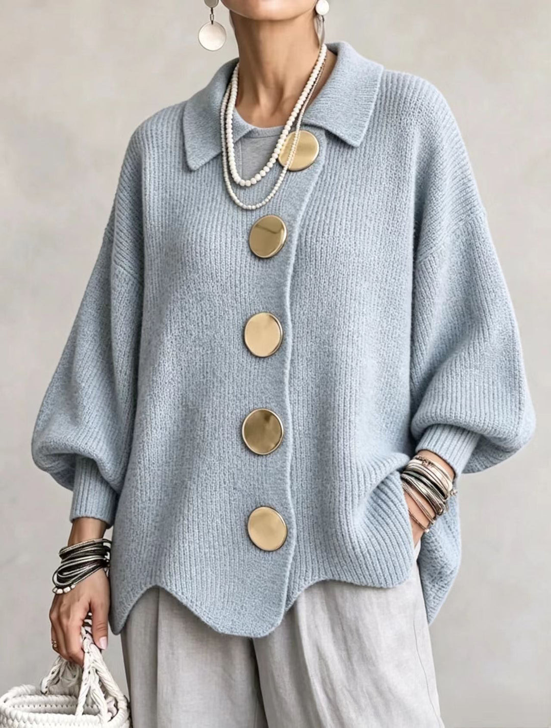 Kaelinae - Cardigan oversize de peso elevado