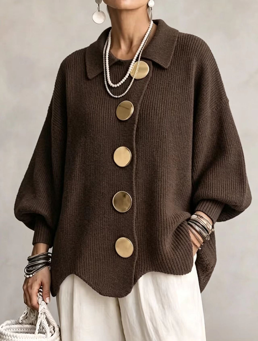 Kaelinae - Cardigan oversize de peso elevado
