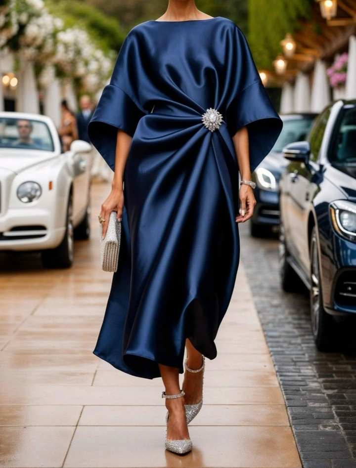 Poppy - Vestido midi luxuoso com drapeado