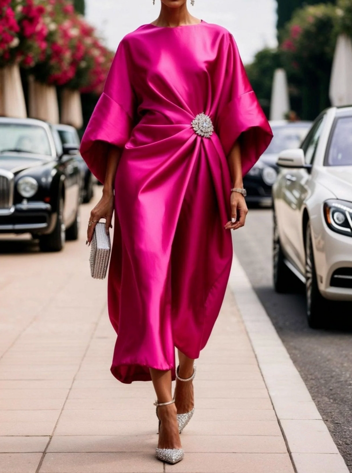 Poppy - Vestido midi luxuoso com drapeado