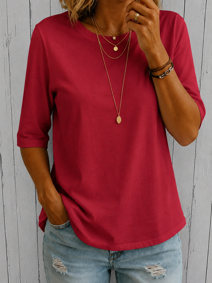 Bellavie - Blusa clássica com decote redondo