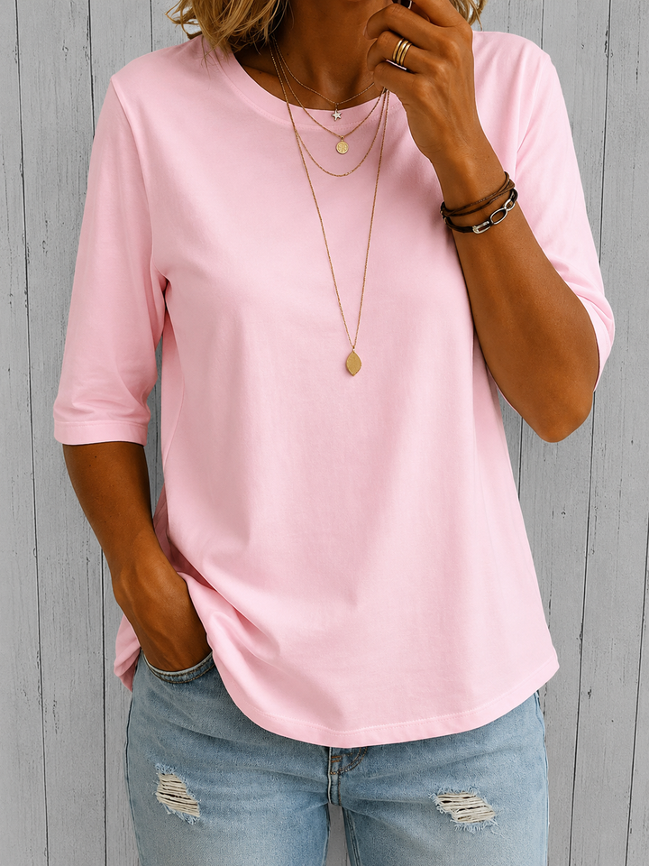 Bellavie - Blusa clássica com decote redondo