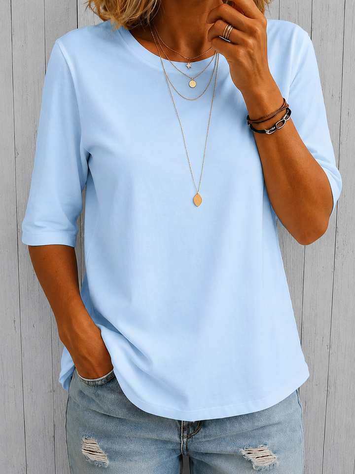 Bellavie - Blusa clássica com decote redondo