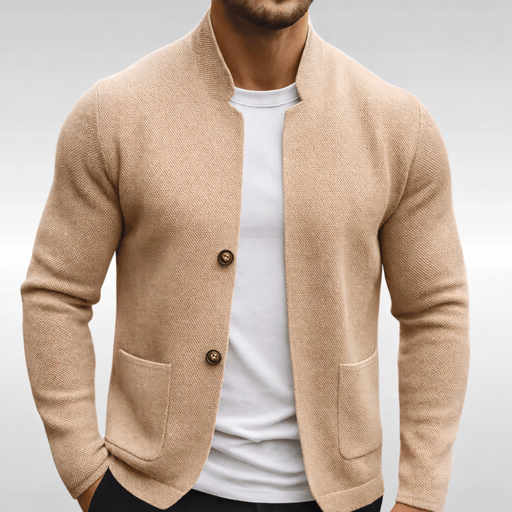 Eldhaven - Blazer texturizado com gola mandarim