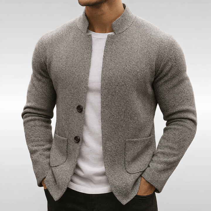 Eldhaven - Blazer texturizado com gola mandarim