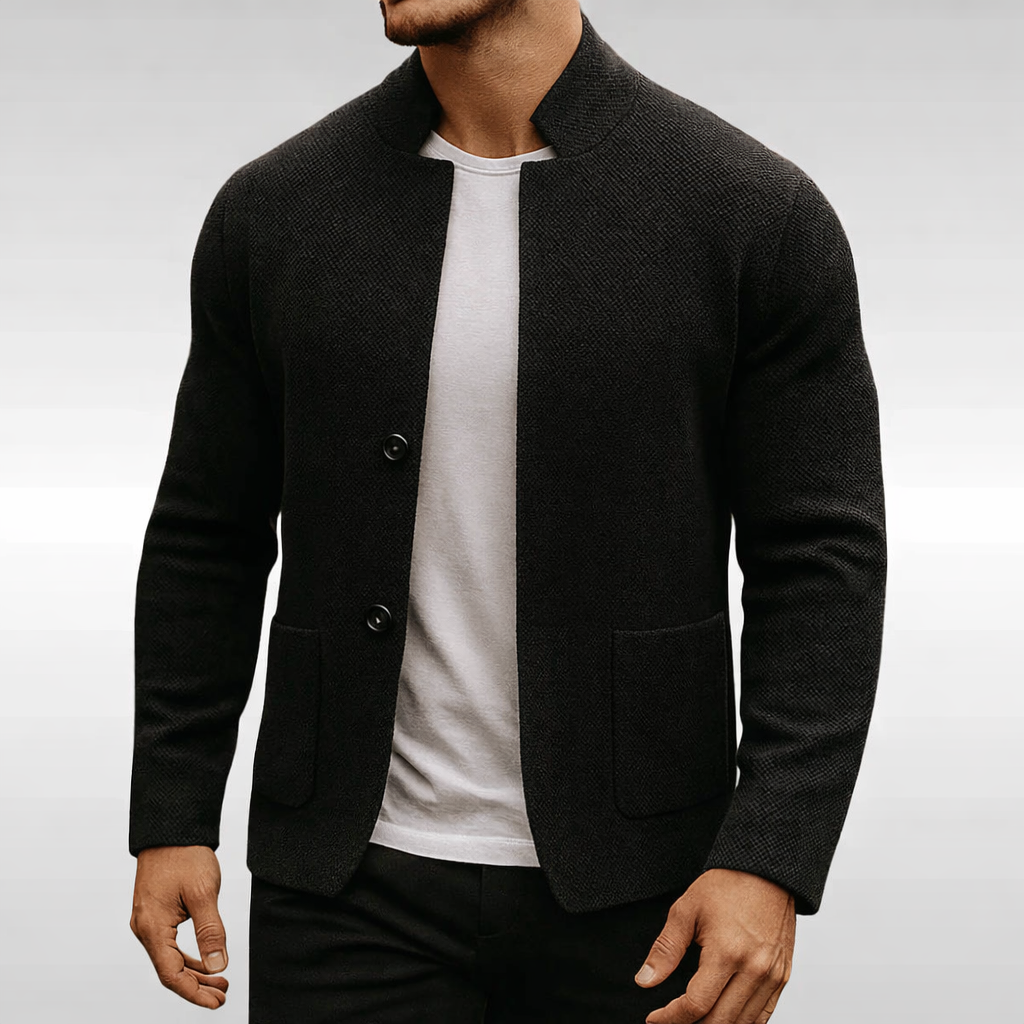 Eldhaven - Blazer texturizado com gola mandarim