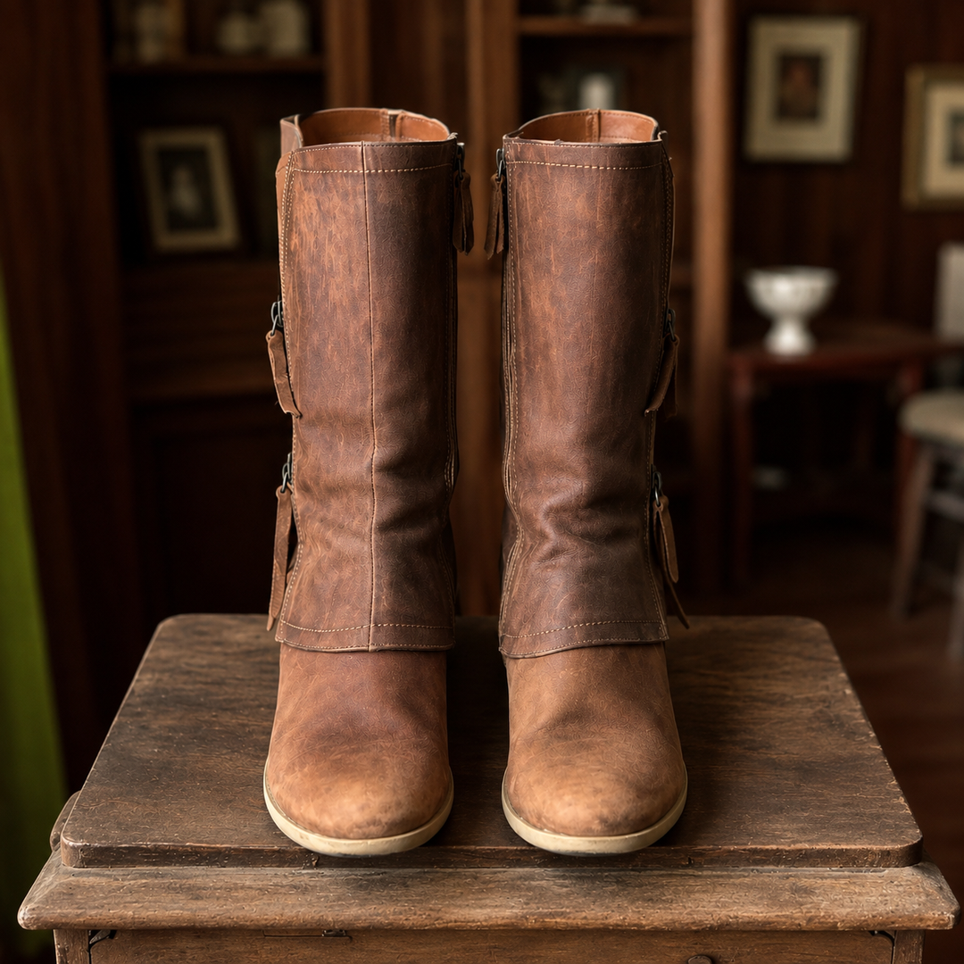Mairead - Botas de cano médio com salto em bloco premium