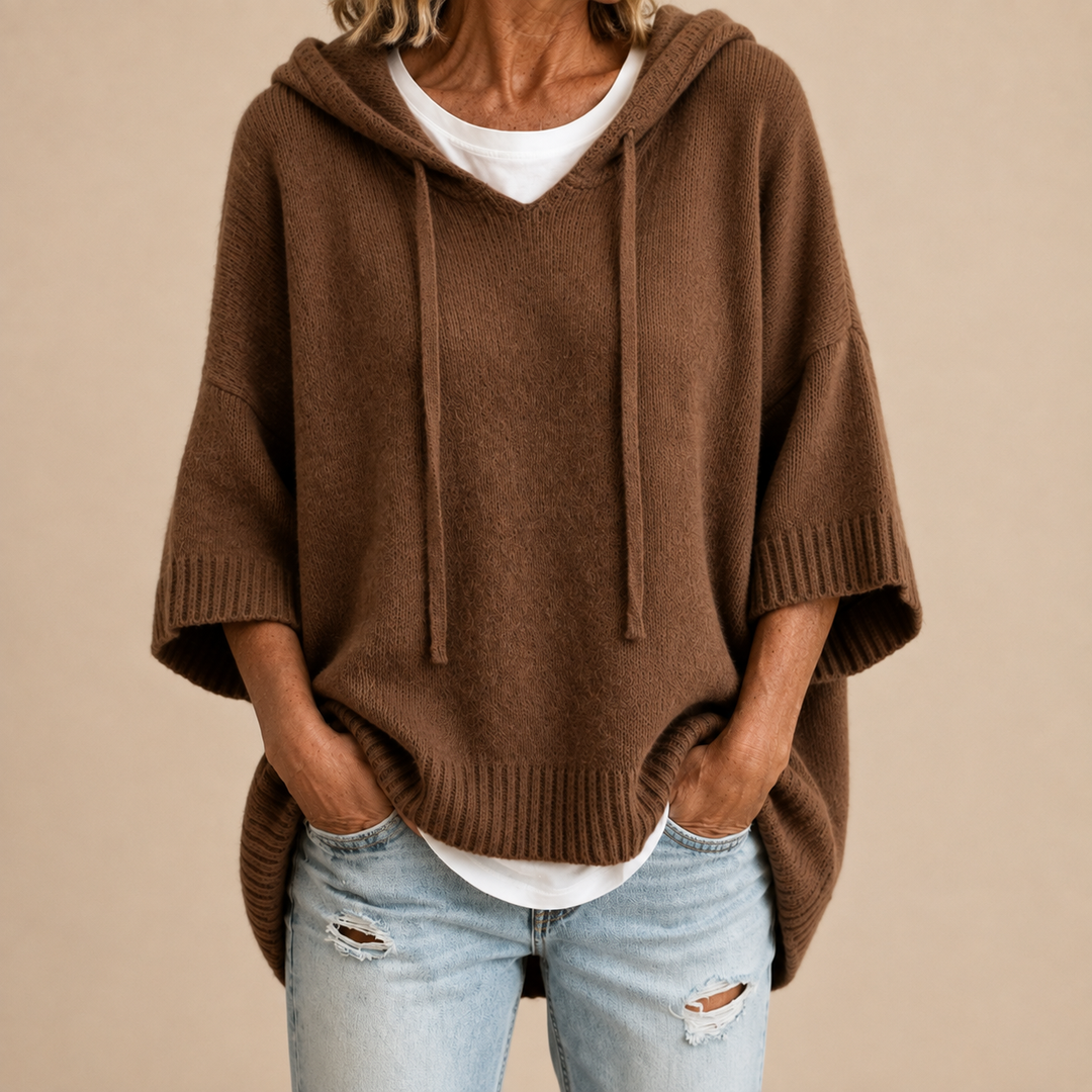 Delavique - Camisola de malha oversize com capuz