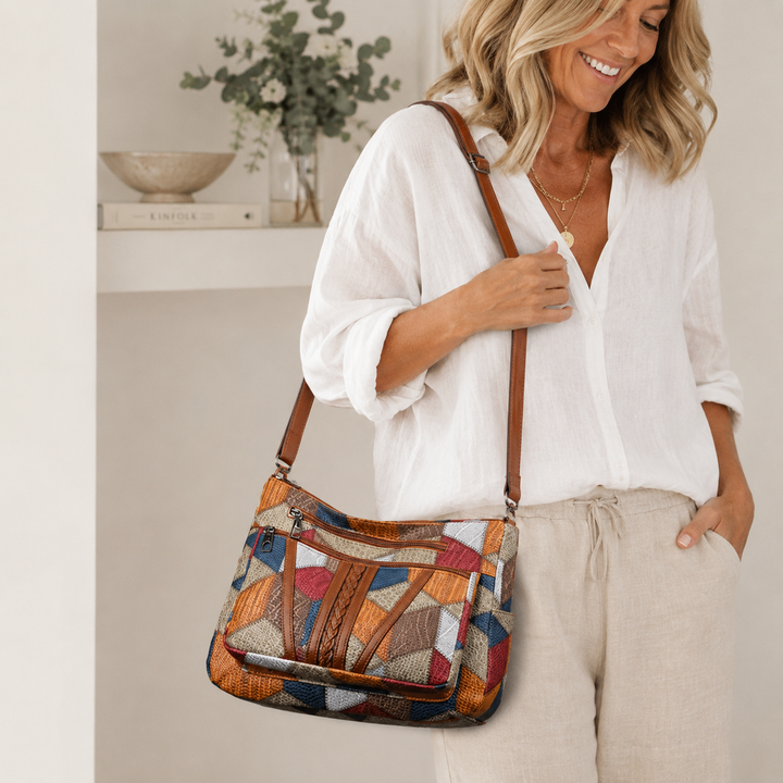 Lauranique - Mala de ombro em patchwork com toque suave