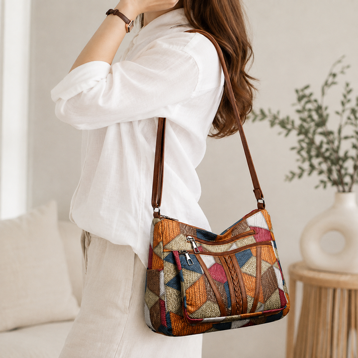 Lauranique - Mala de ombro em patchwork com toque suave