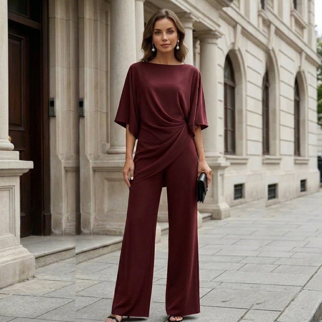 Laurisse - conjunto elegante de duas peças com mangas tipo capa