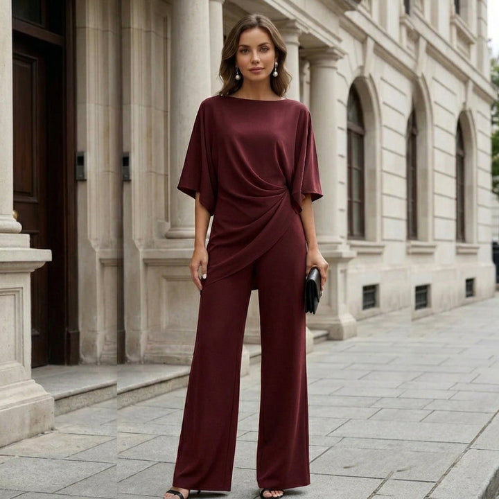 Laurisse - conjunto elegante de duas peças com mangas tipo capa