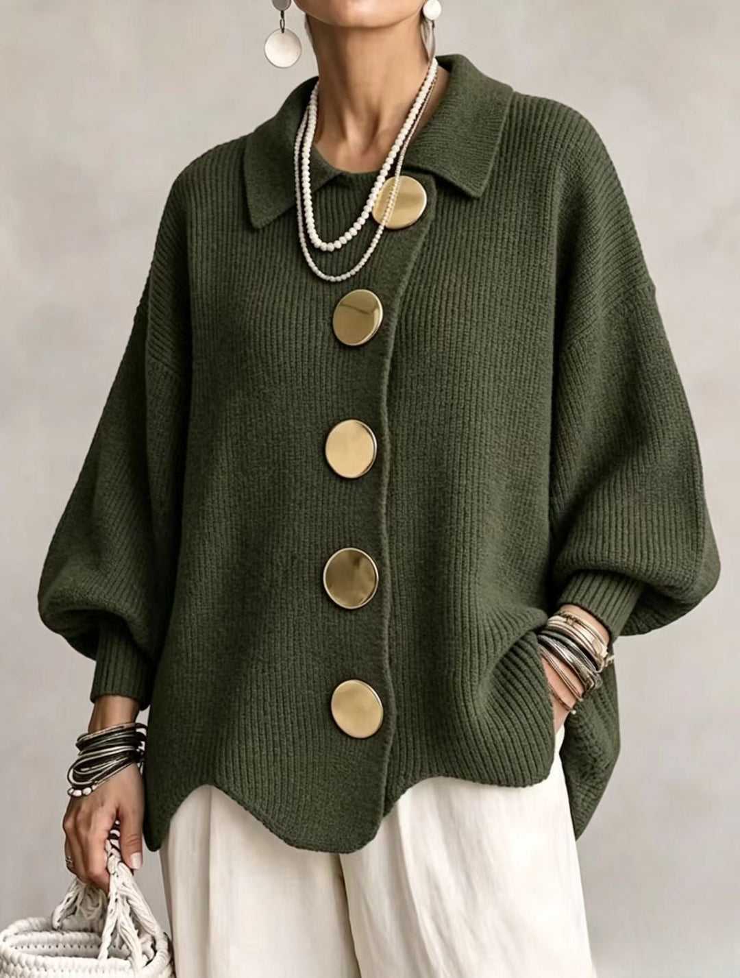 Kaelinae - Cardigan oversize de peso elevado