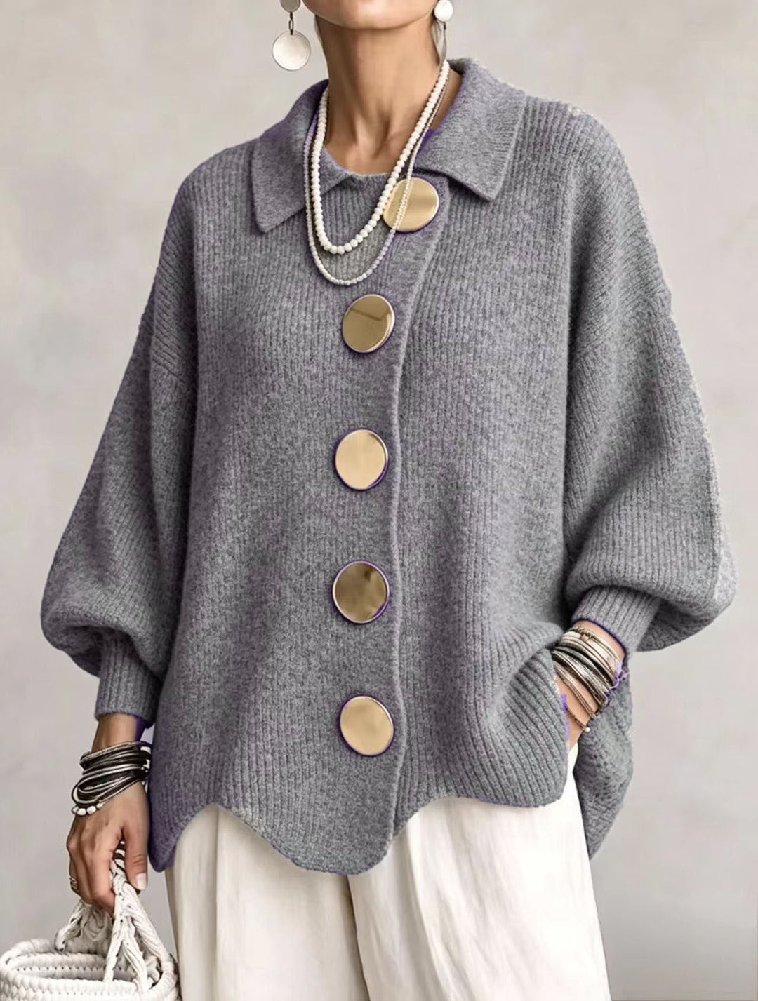 Kaelinae - Cardigan oversize de peso elevado