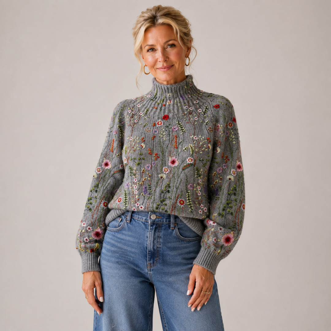 Adorelia - Camisola de malha floral de toque suave