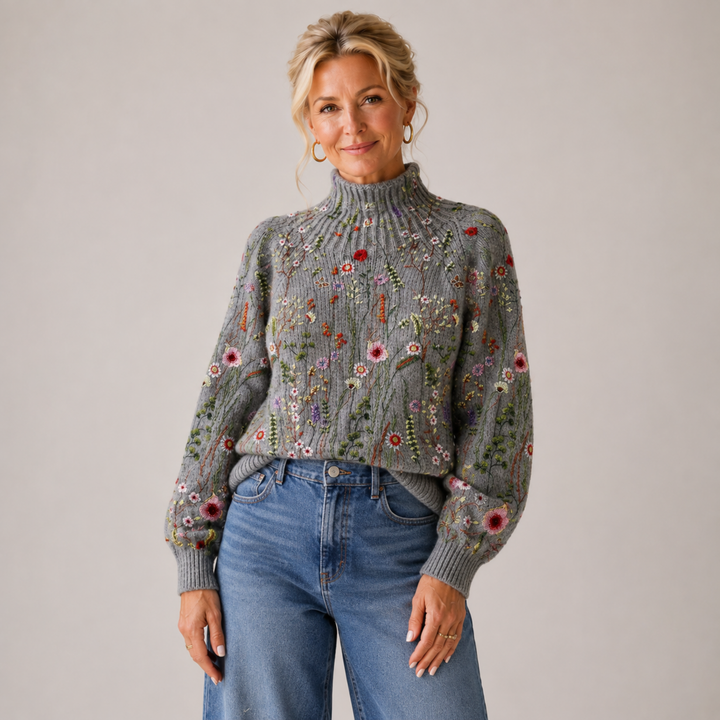 Adorelia - Camisola de malha floral de toque suave