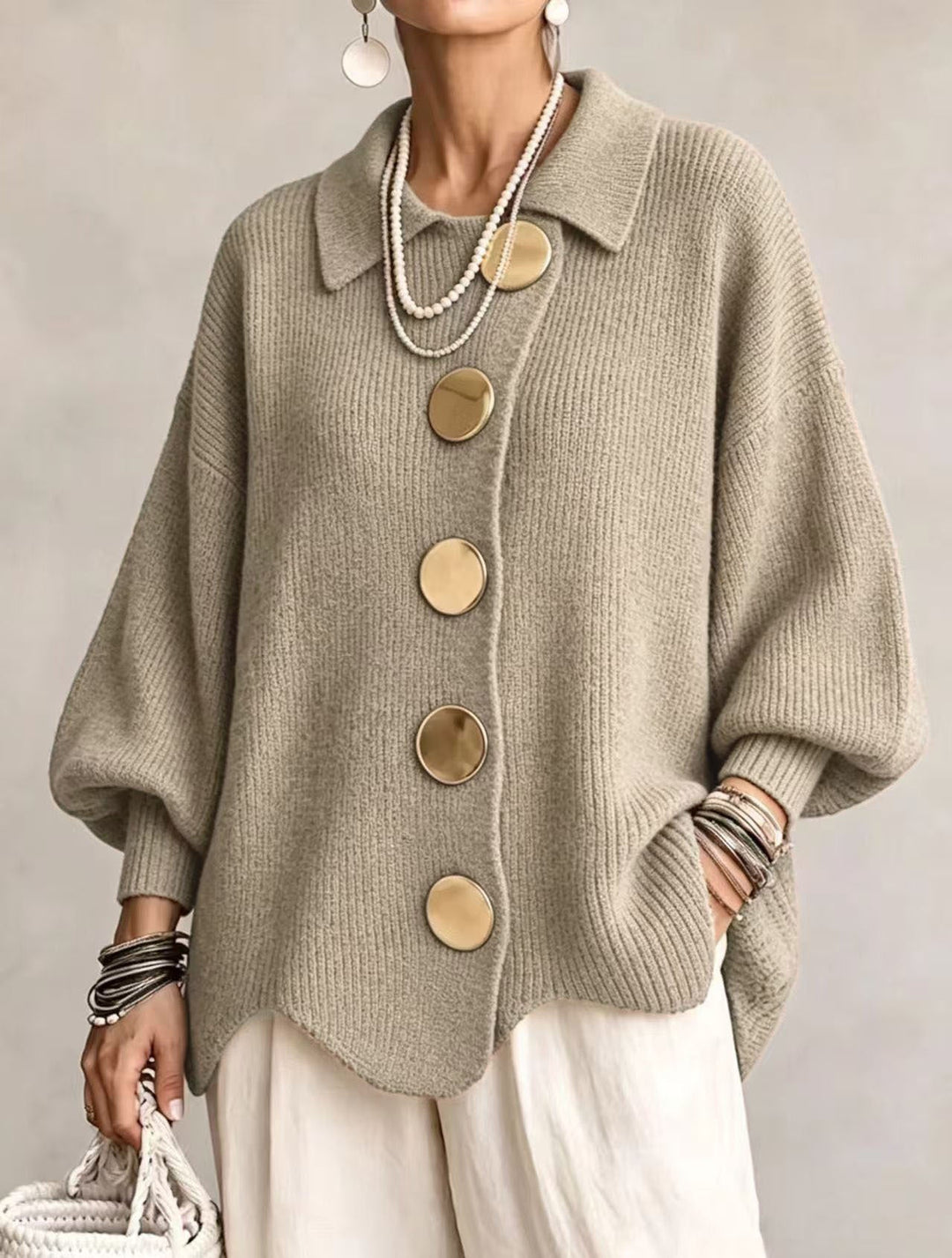 Kaelinae - Cardigan oversize de peso elevado