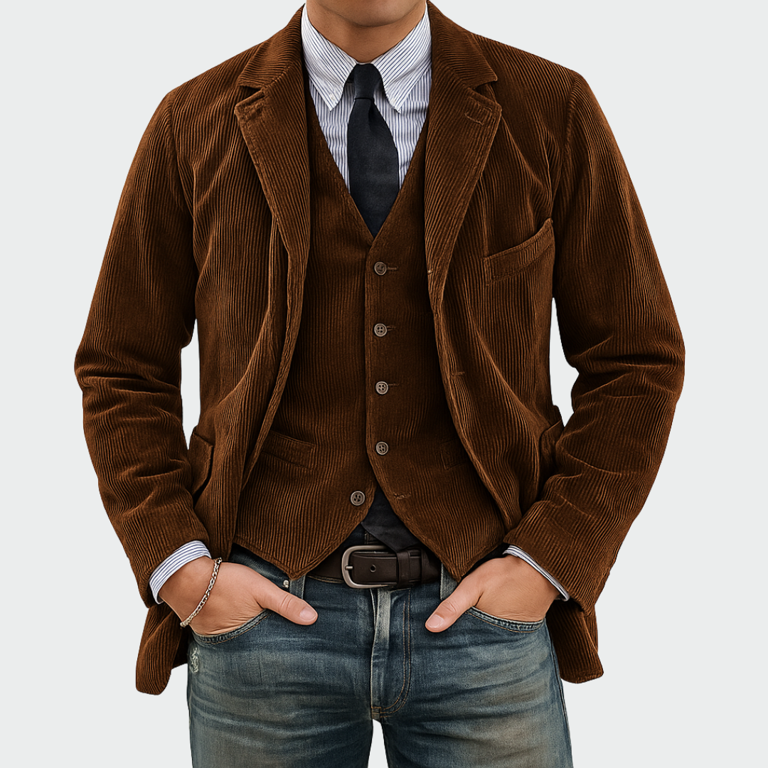 Darnor - Conjunto de blazer e colete feito à medida
