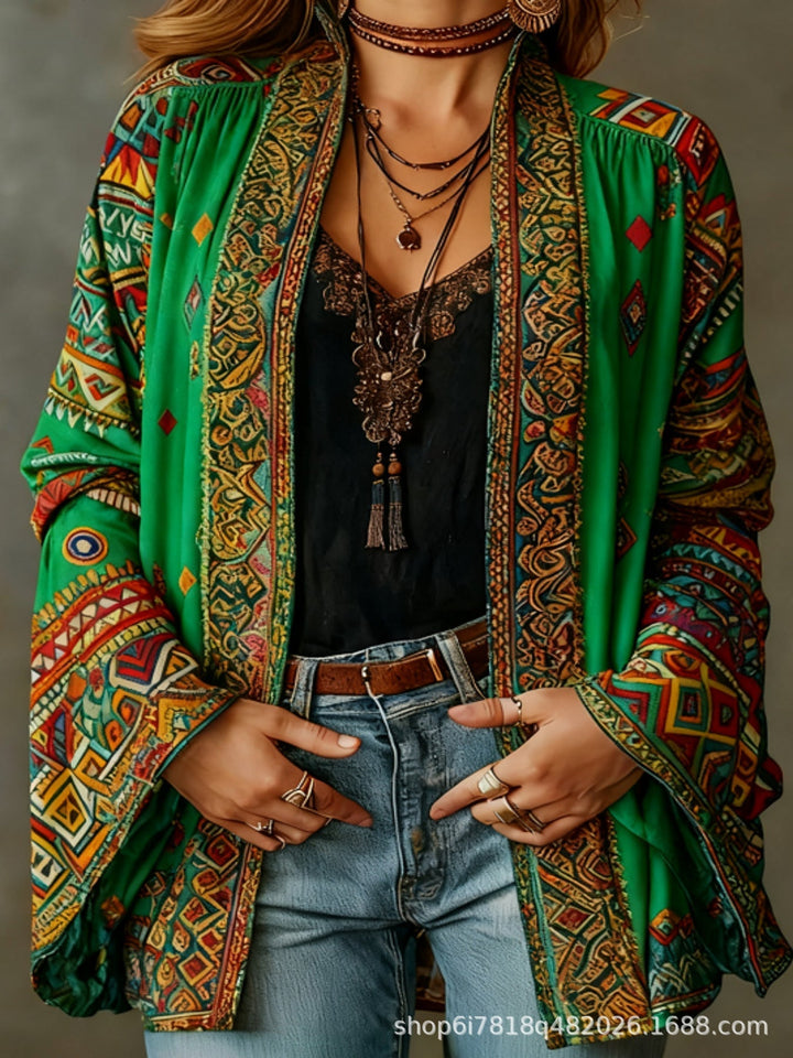 Eudocia - Cardigan estilo quimono com bordados boho