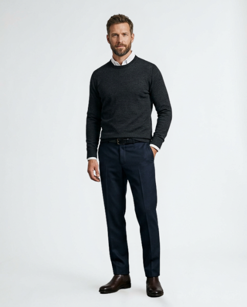 Corvyn - Camisola de gola redonda com toque suave