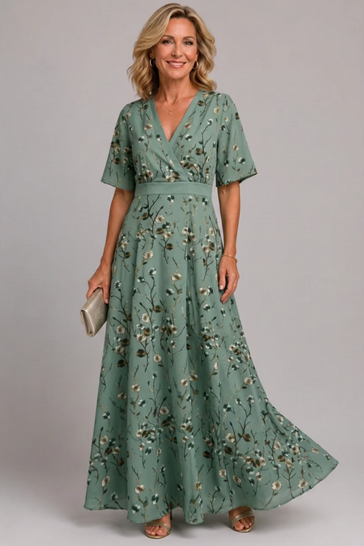 Adaline - Vestido midi com estampado floral e toque suave