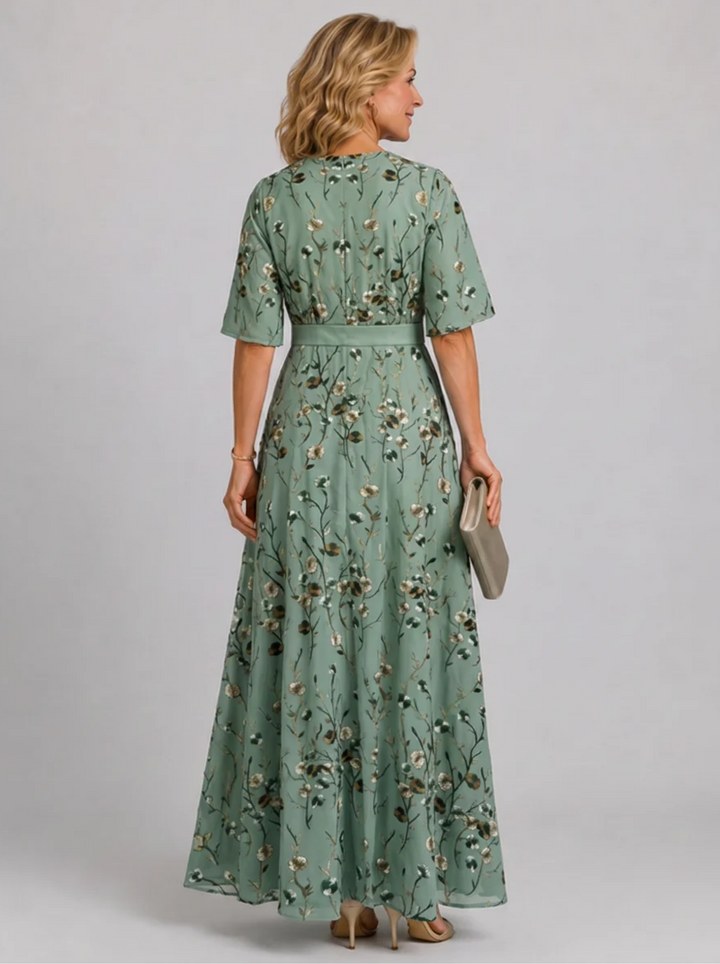 Adaline - Vestido midi com estampado floral e toque suave