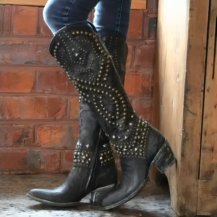 Sylverelle - Botas western vintage com tachas