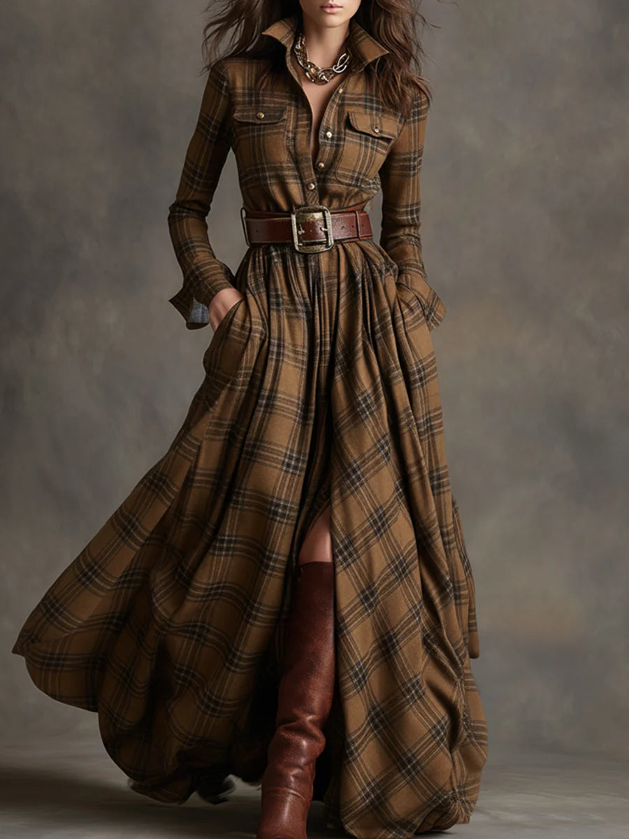 Caralisse - Vestido longo xadrez premium