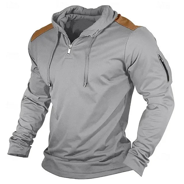 Carter - Sweat com capuz de meio fecho e ombros em contraste
