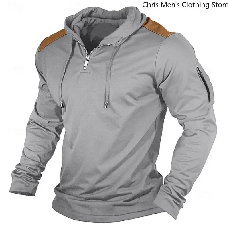 Carter - Sweat com capuz de meio fecho e ombros em contraste