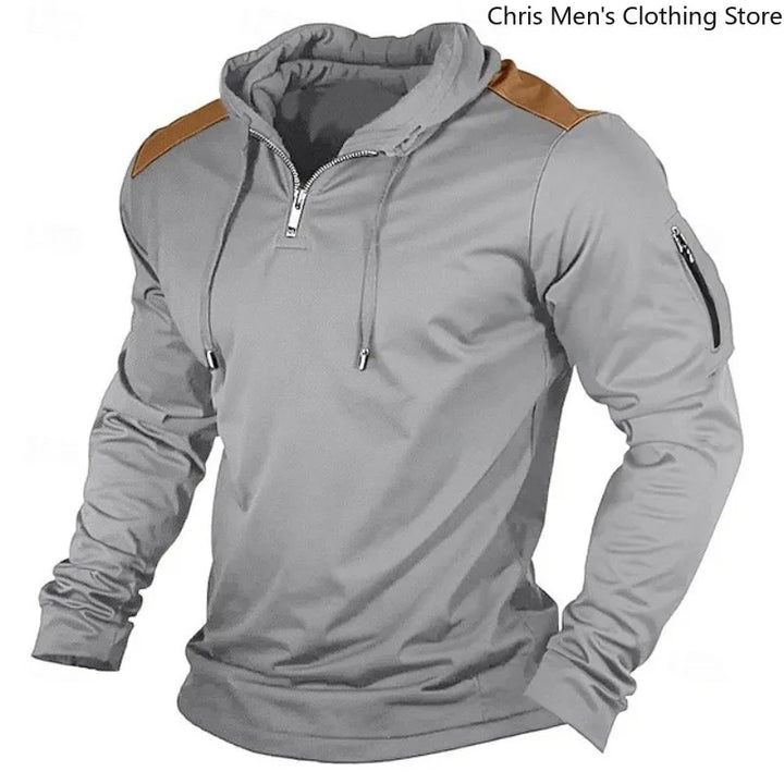 Carter - Sweat com capuz de meio fecho e ombros em contraste