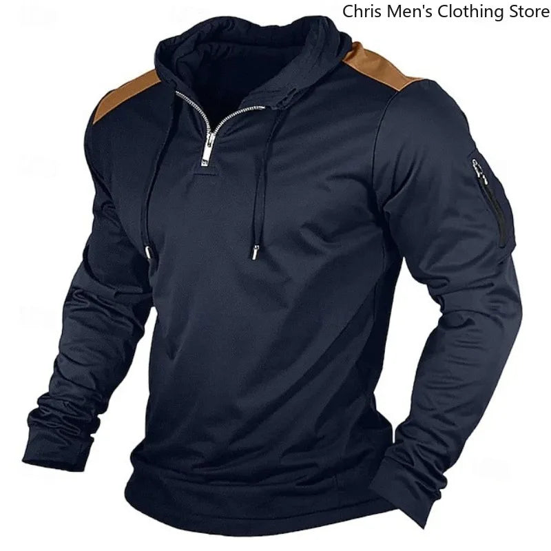 Carter - Sweat com capuz de meio fecho e ombros em contraste