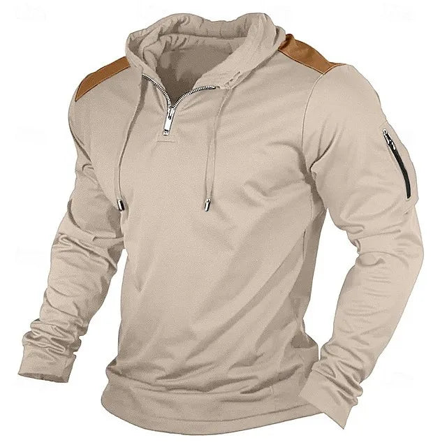 Carter - Sweat com capuz de meio fecho e ombros em contraste