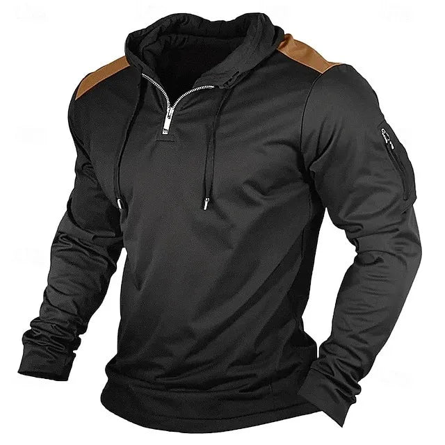Carter - Sweat com capuz de meio fecho e ombros em contraste