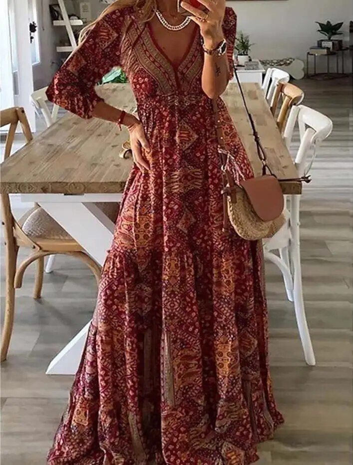 Ysavelle - Vestido boho de toque suave
