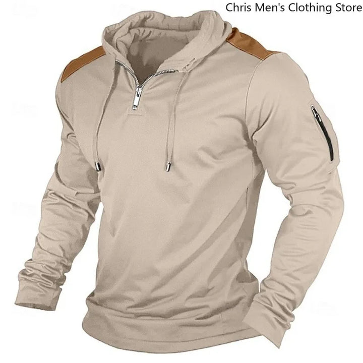 Carter - Sweat com capuz de meio fecho e ombros em contraste