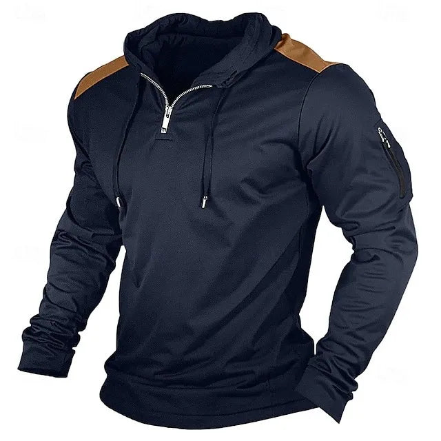 Carter - Sweat com capuz de meio fecho e ombros em contraste