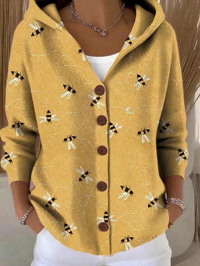 Thealyn - Cardigan de malha com capuz multicolorido