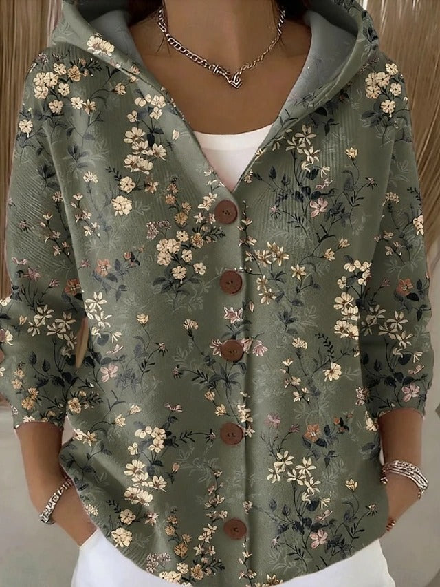 Thealyn - Cardigan de malha com capuz multicolorido