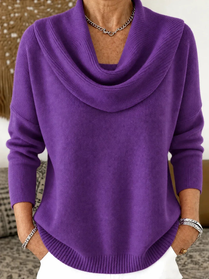 Esti - Camisola de gola drapeada com toque suave