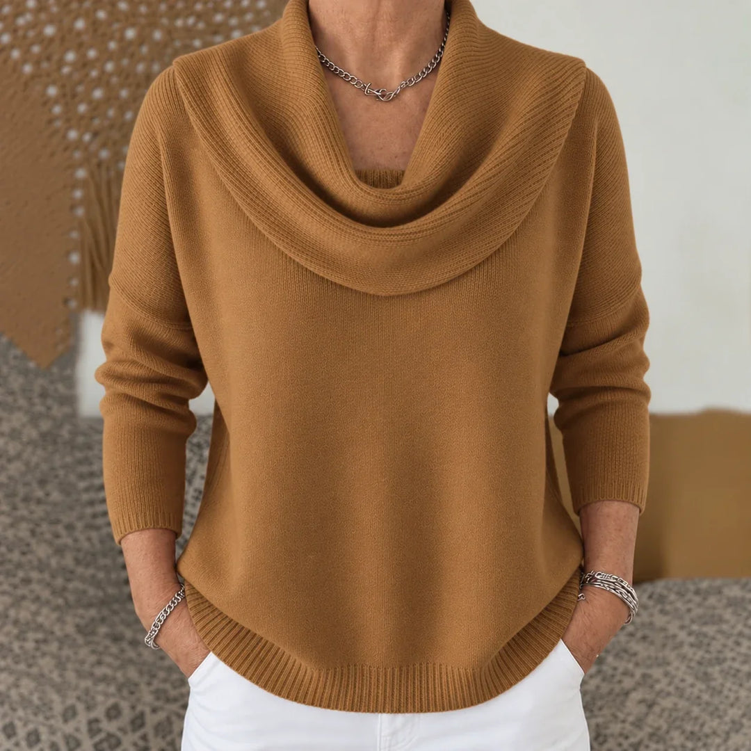 Esti - Camisola de gola drapeada com toque suave