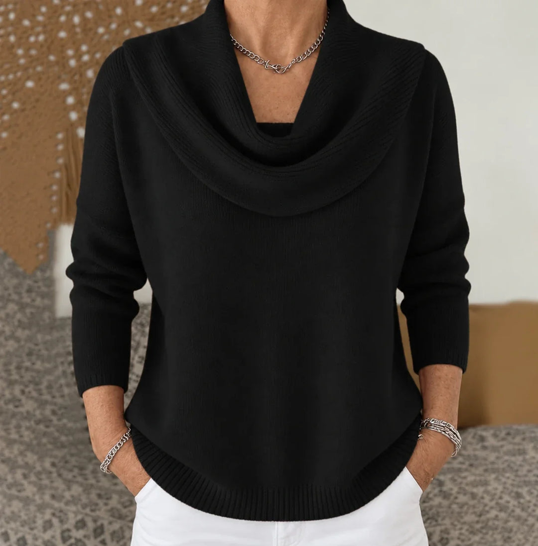 Esti - Camisola de gola drapeada com toque suave