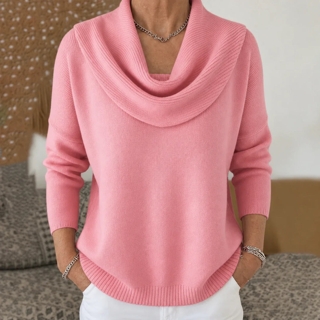 Esti - Camisola de gola drapeada com toque suave