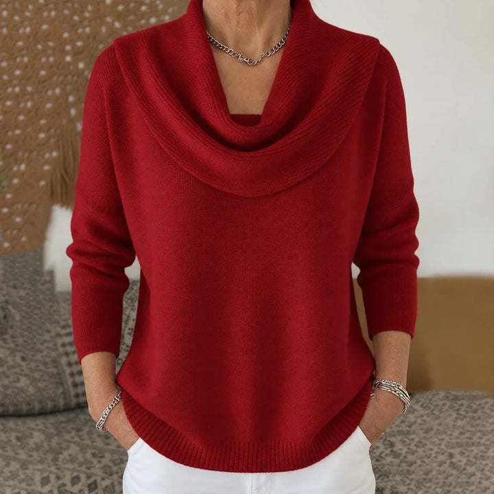 Esti - Camisola de gola drapeada com toque suave