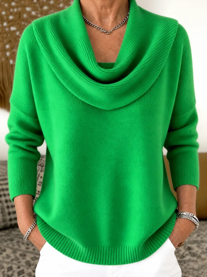 Esti - Camisola de gola drapeada com toque suave
