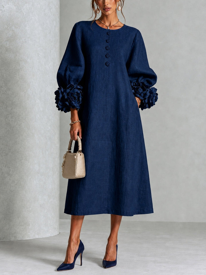 Estelora - Vestido midi floral escultural