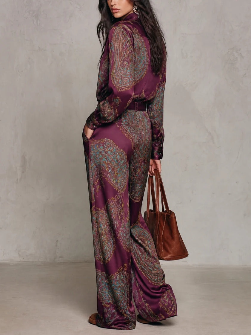 Jessamira - Conjunto de duas peças em paisley sedoso